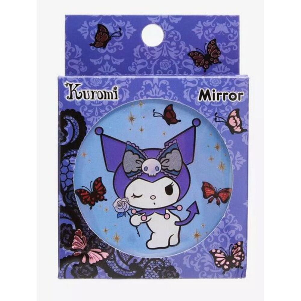 Sanrio Kuromi Compact Mirror Purple Butterfly‎ 3" Stocking Stuffer NIB